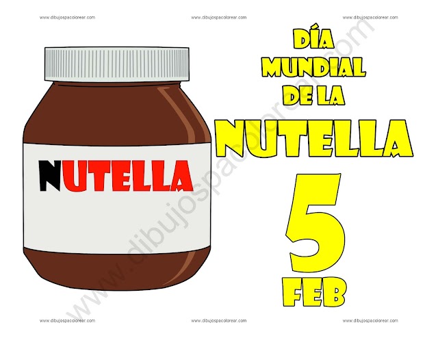 Día Mundial de la Nutella dibujo a color y para colorear